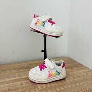 Barbie White And Pink Adjustable Strap Shoes Toddler Girl Size 6